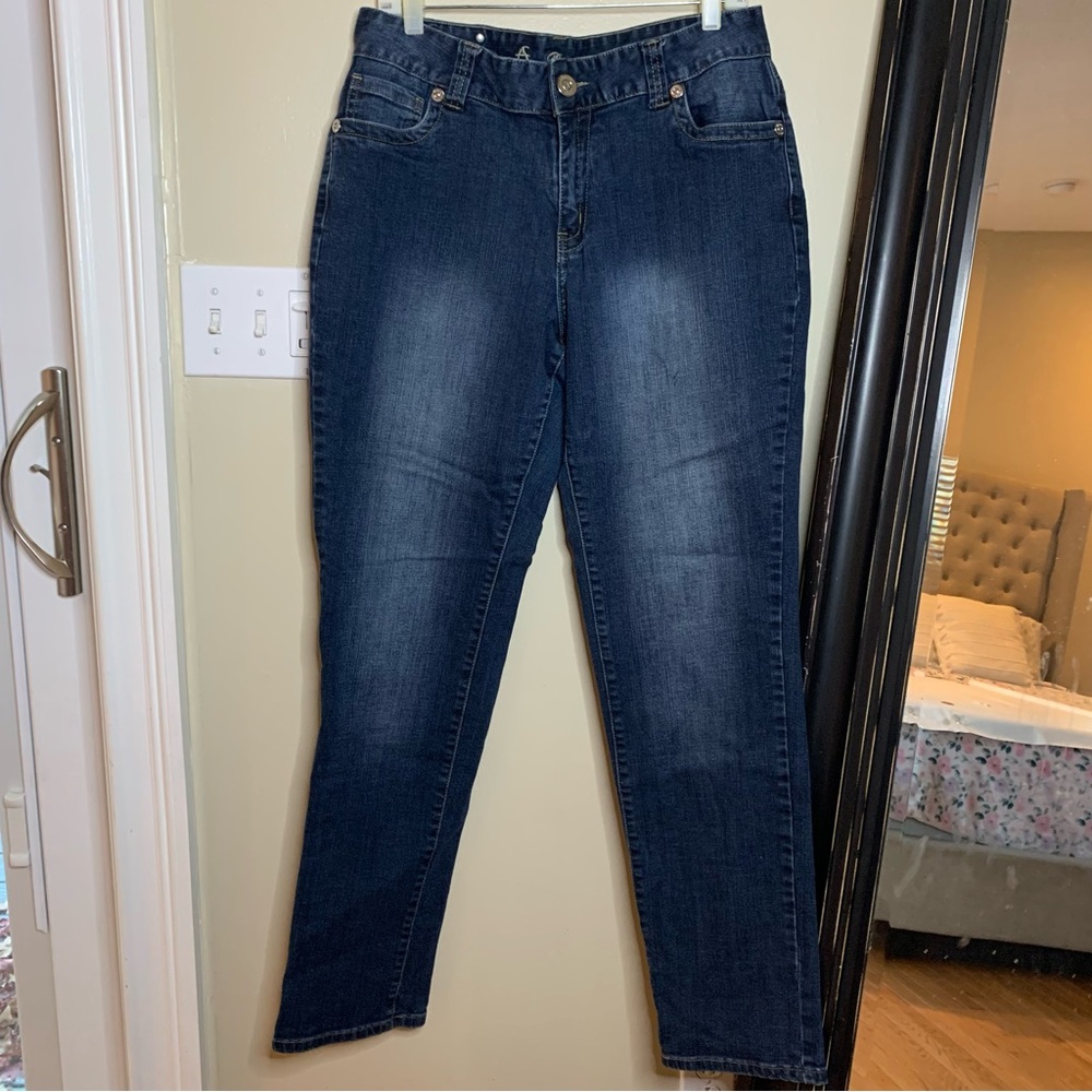 Ashley Stewart Jeans Women’s 14 Studded Embellished Dark Wash Denim Angel Wings
